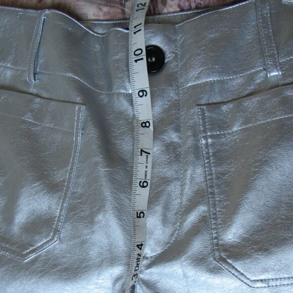 Maeve By Anthropologie Pants Womens,sz. 25P Wide Leg,Faux Leather,Silver - Picture 10 of 12